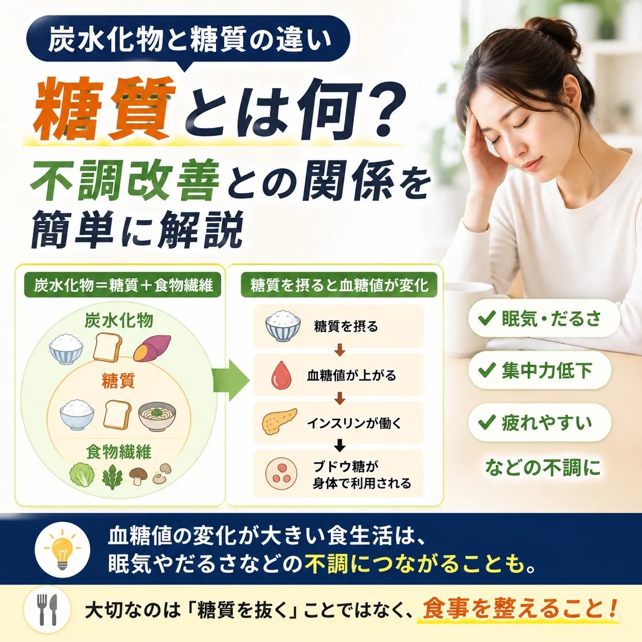 【炭水化物と糖質の違い】糖質とは何？不調改善の関係を簡単に解説
